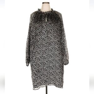 Eloquii Black Dress with Multicolor Polka Dot Yoke